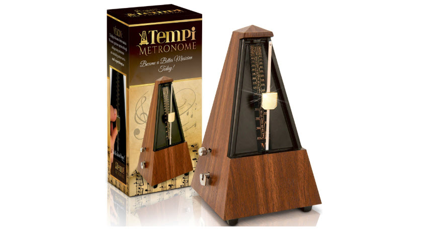 Tempi Metronome for Musicians Plastic Mahogany Grain Veener