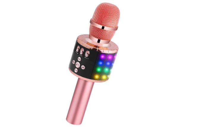 BONAOK Wireless Bluetooth Karaoke Microphone with Controllable LED Lights