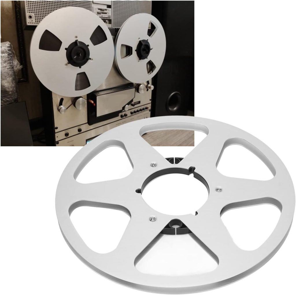 10 Inch Open Reel Audio Aluminum Takeup Reel, Empty Take Up Reel to Reel Small Hub, Tape Reel to Reel Recorder for 1/4 Inch Tapes, Magnetics Analog Recording Tape (Silver Color)