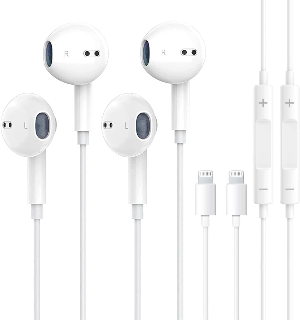 2 Pack iPhone Headphones, Earbuds Wired with Bluetooth(Built-in Microphone  Volume Control)[MFi Certified] Headphones Compatible with iPhone 14/13/12/11/X/8/7, Support All iOS Systems