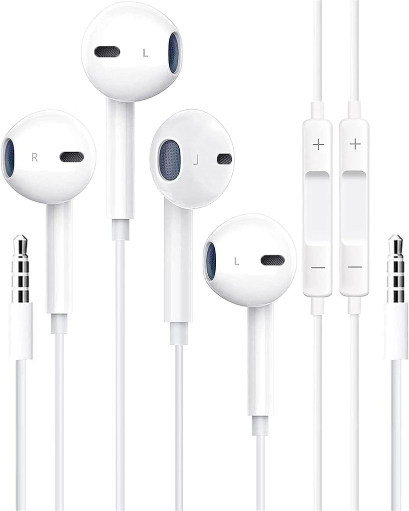 2 Packs-Apple Earbuds with 3.5mm Plug Wired Headphones/Earphones [Apple MFi Certified] Built-in Microphone  Volume Control Compatible with iPhone,iPad,iPod,MP3/4,Android and 3.5mm Audio Devices