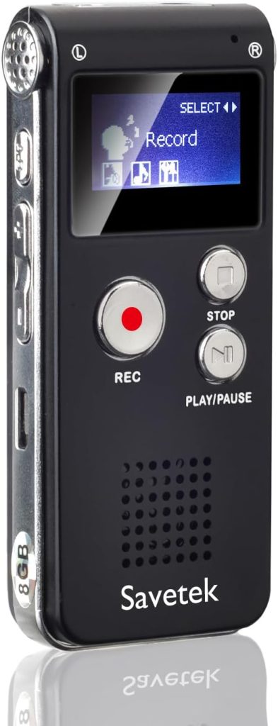 8GB Digital Voice Recorder Voice Activated Recorder for Lectures Audio EVP Recorder Mini Portable Tape Dictaphone with Playback Mp3 Player