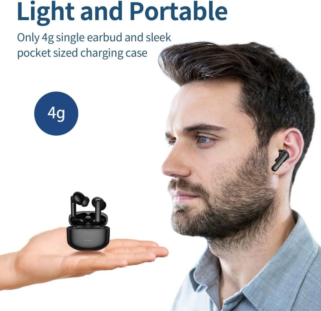 A40 Pro Wireless Earbuds, 50Hrs Playtime Bluetooth Earbuds Built in Noise Cancellation Mic with Charging Case, Headphones Stereo Sound, IPX7 Waterproof Ear buds for iPhone and Android