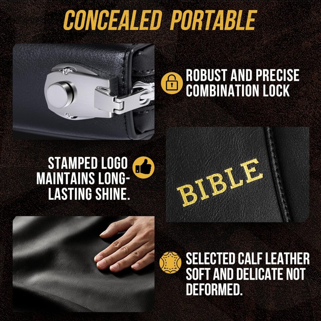 AmazingLife Concealed Carry Gun Pouch, Holy Bible Leather Soft Pistol Case, Lockable Zipper, Handgun Case for 9mm Glock Guns Storage or Transport