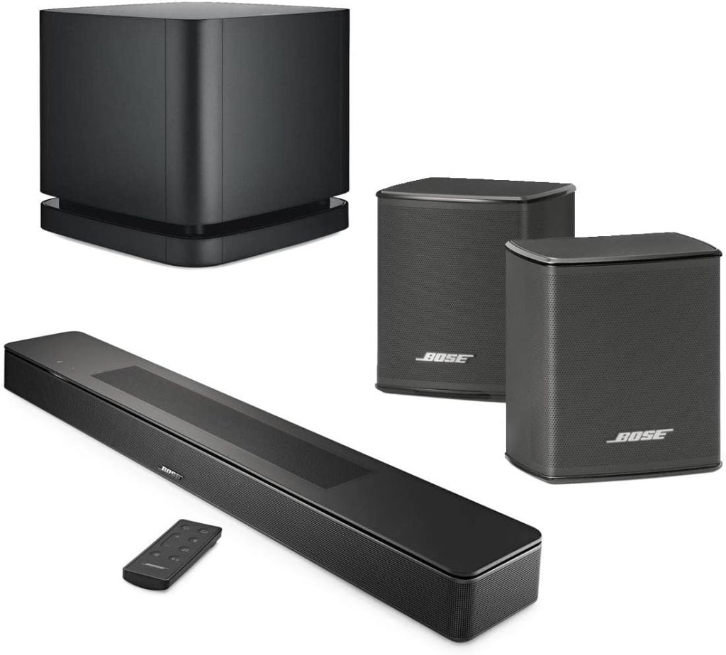 Bose Smart Soundbar 600, Black Bundle with Wireless Surround Speakers (Pair), Bass Module 500