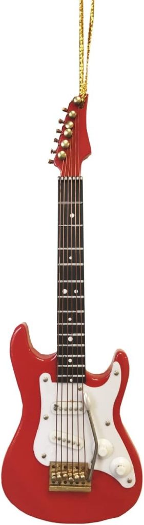 Broadway Gifts 5.5 Red Wood Electric Guitar Ornament Decoration