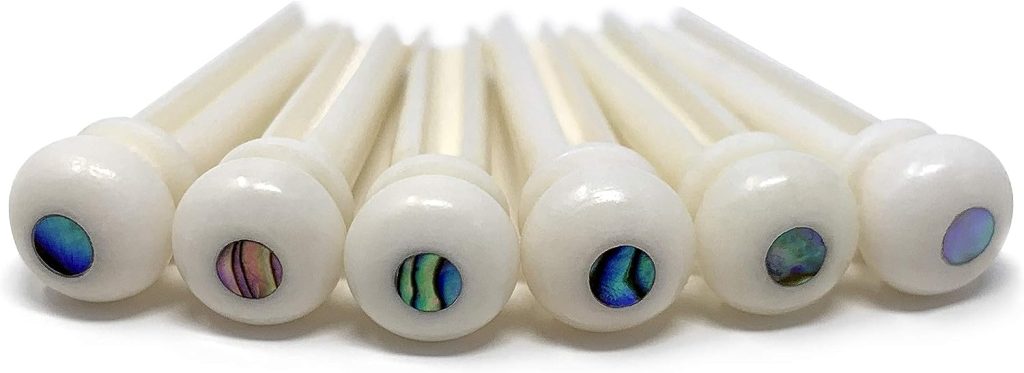 Crosby Pure Bone Bridge Pins with Abalone Dot Inlay for 6  12 String Acoustic Guitar