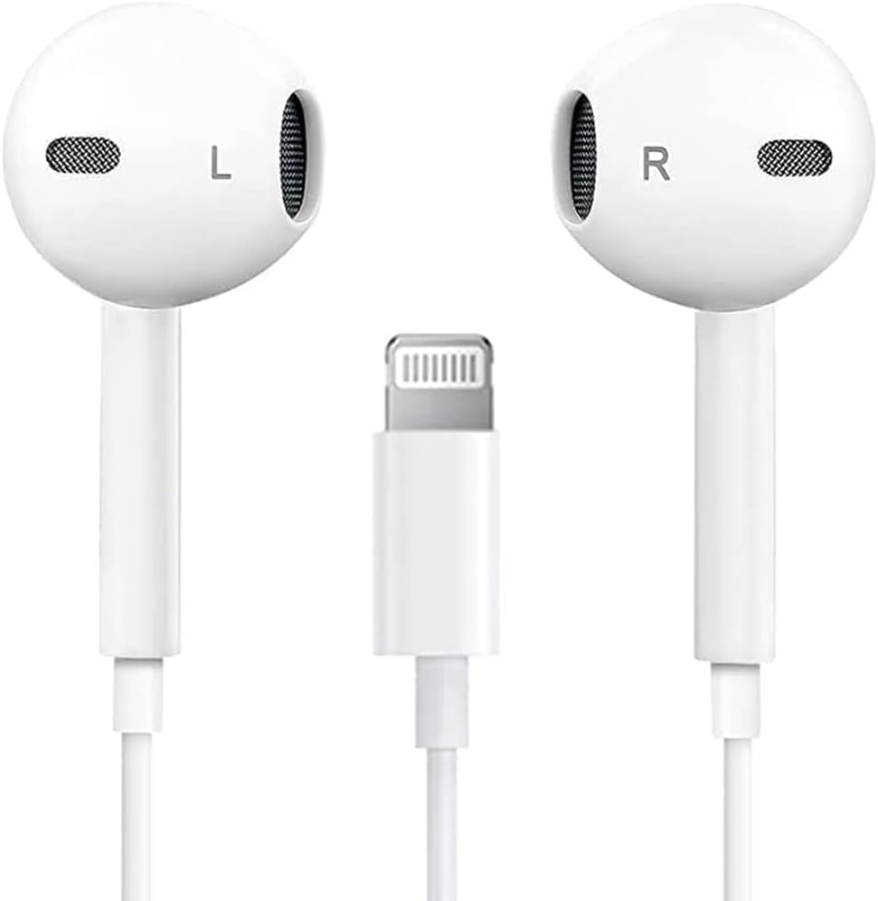 Earbuds for iPhone Headphones Wired, Earphones with Lightning Connector [MFi Certified] Built-in Microphone  Volume Control, Noise Isolating Headsets for iPhone 14/13/12/11/XR/XS/X/8/7/SE-White