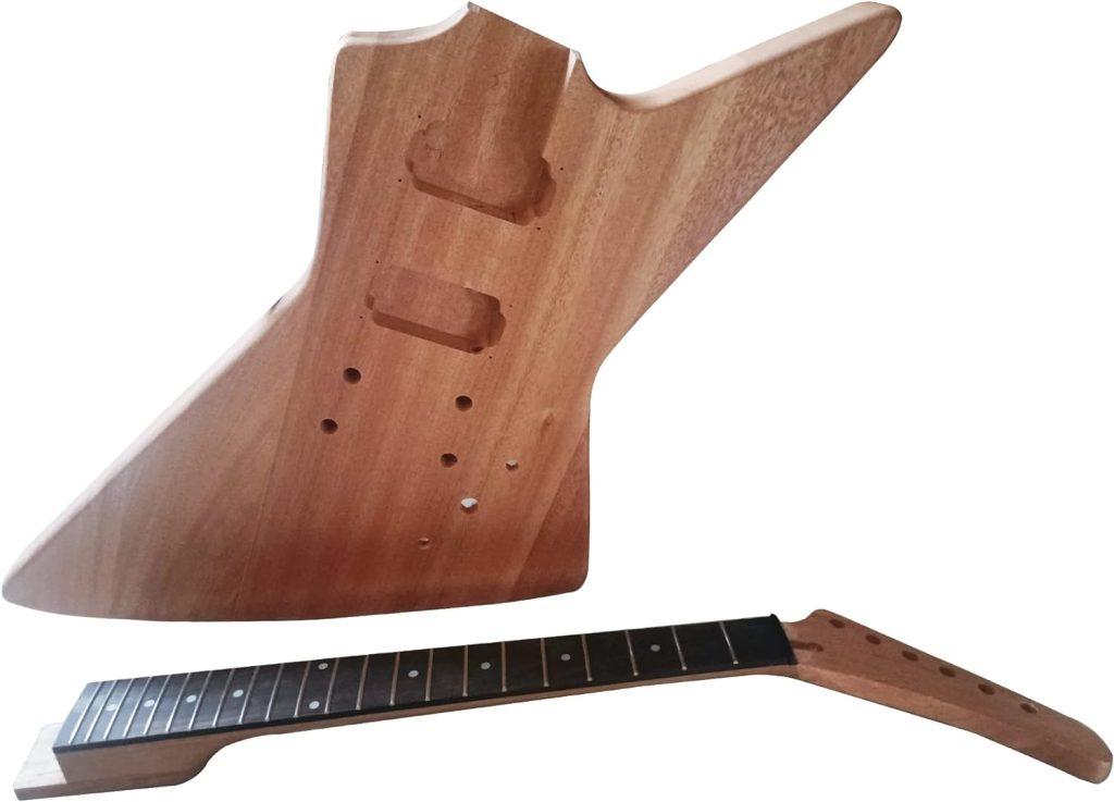 DIY Explorer Style Electric Guitar Kit Mahogany Body Neck Rosewood  Fingerboard