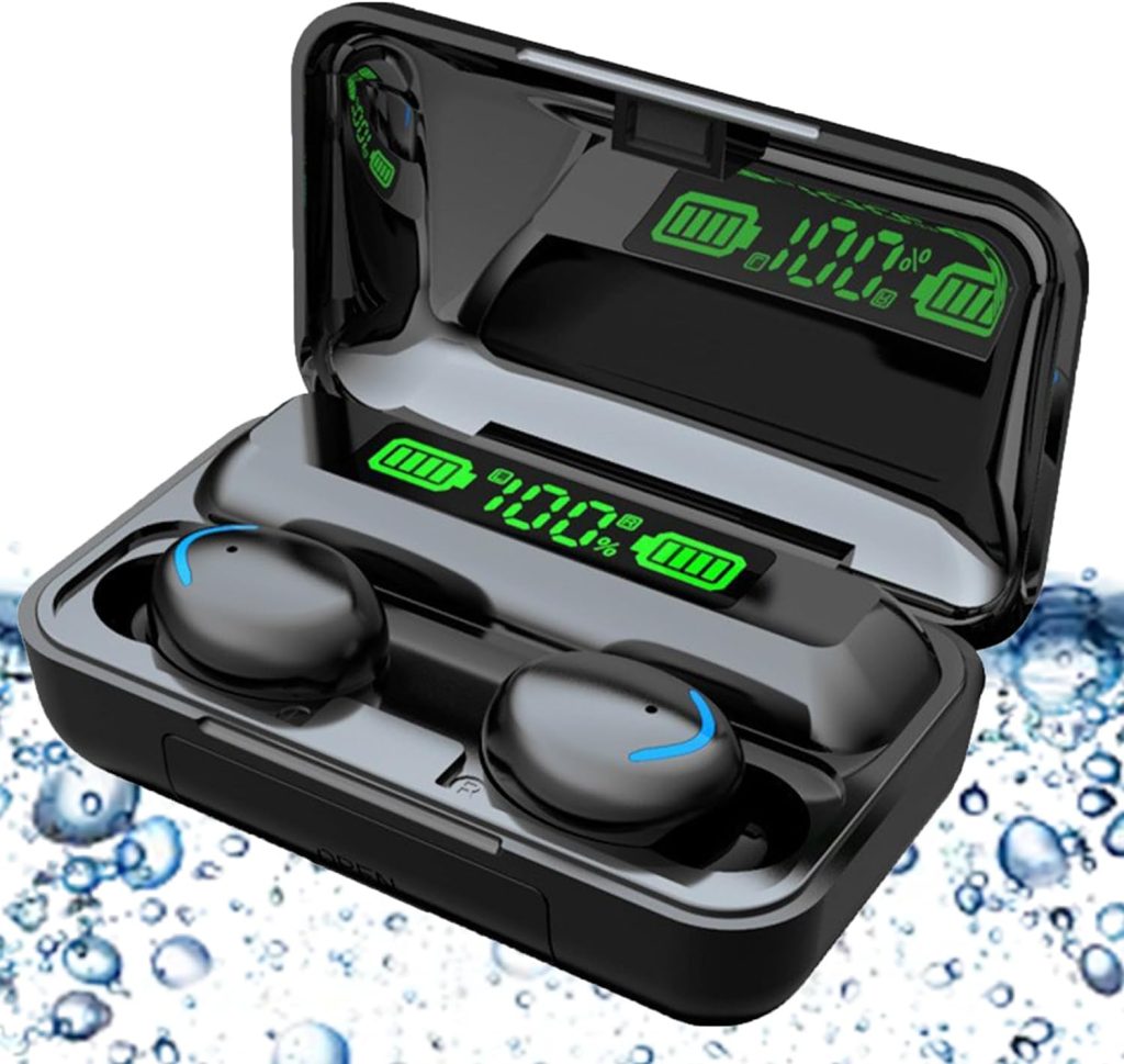 Flux 7 TWS Earbuds, Flux 7 TWS Earbuds with Wireless Charging Case  Power Bank, LED Power Display TWS Wireless Earbuds Bluetooth, Open Ear Waterproof Noise for School Sports Running (A)