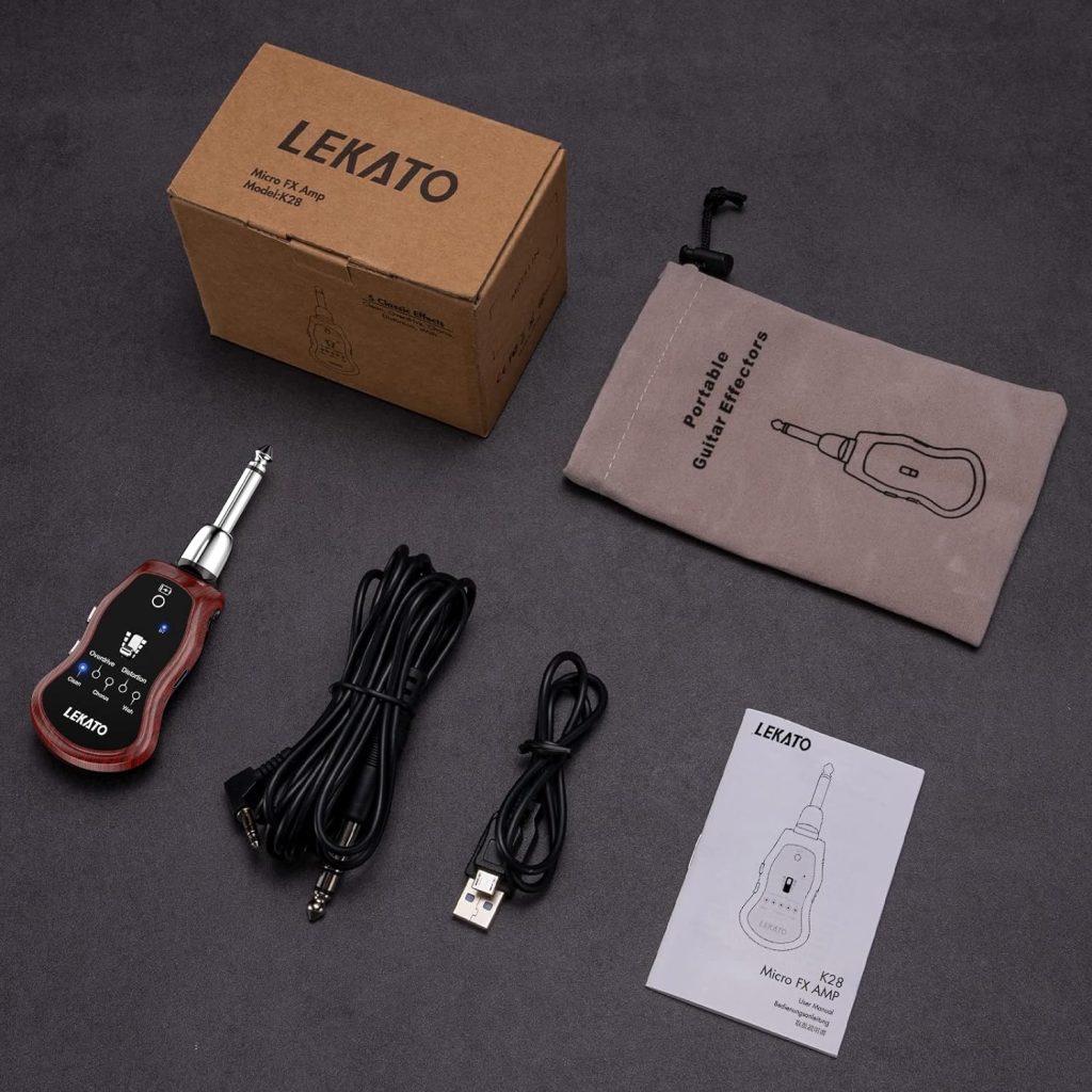 Guitar Headphone Amp,LEKATO Mini Guitar Amplifier Rechargeable Pocket Guitar Amp with Bluetooth Receiver Clean Chorus Overdrive Distortion and Wah