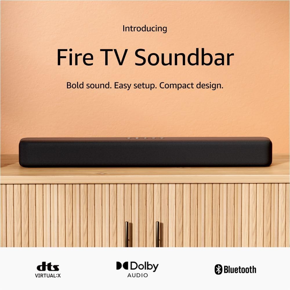Introducing Amazon Fire TV Soundbar, 2.0 speaker with Dolby Audio, DTS Virtual:X, Bluetooth connectivity