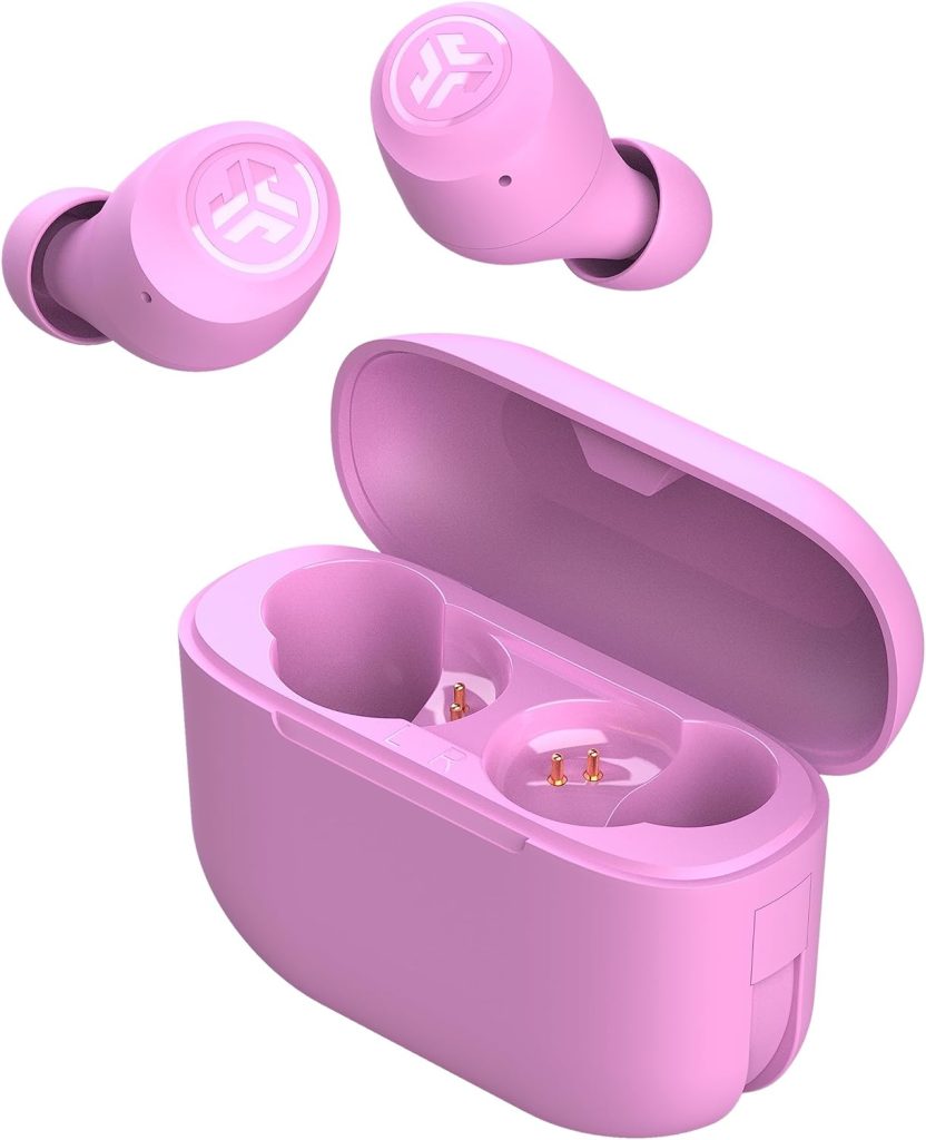 JLab Go Air Pop True Wireless Bluetooth Earbuds + Charging Case, Pink, Dual Connect, IPX4 Sweat Resistance, Bluetooth 5.1 Connection, 3 EQ Sound Settings Signature, Balanced, Bass Boost