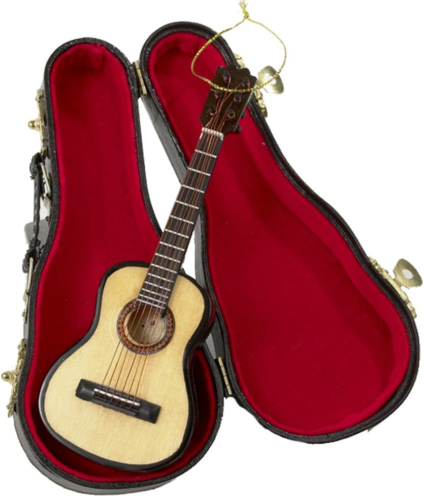 Kurt Adler 5.52 Wood Pearlized Guitar Ornament