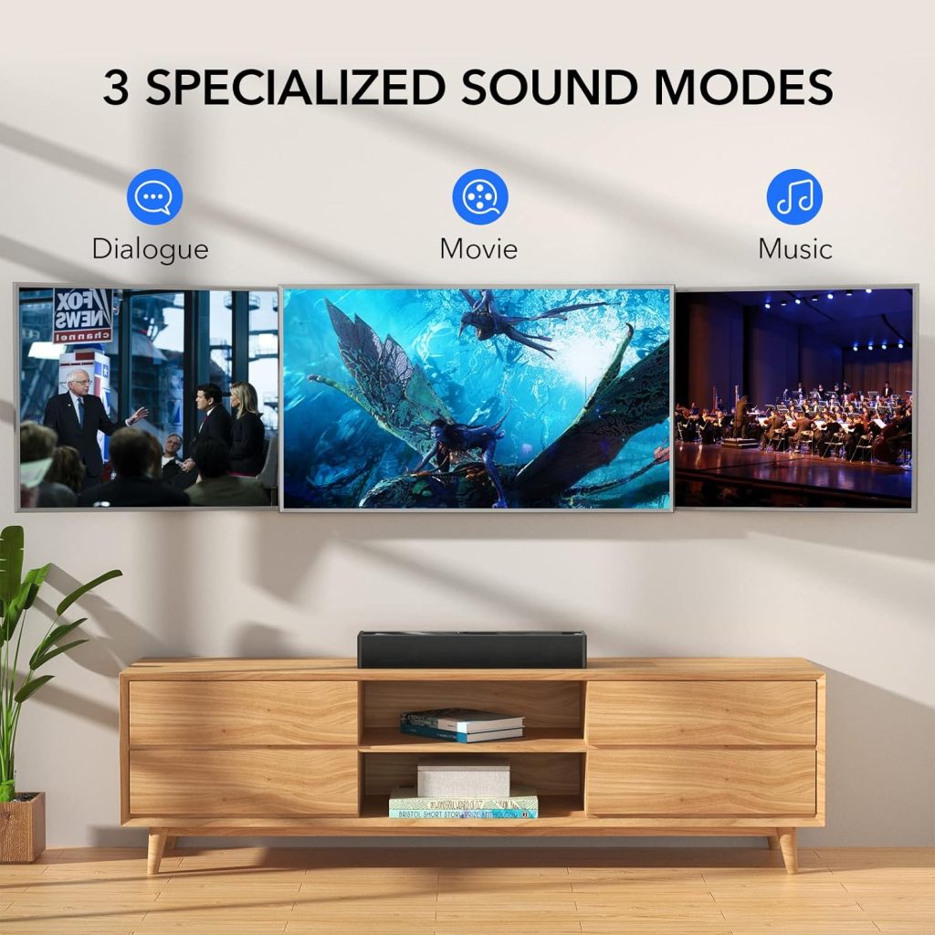 LARKSOUND Small Sound Bar for TV, PC, Gaming, Surround Sound System, Mini TV Speaker Soundbar with Bluetooth/HDMI ARC/Optical/AUX/USB Connections