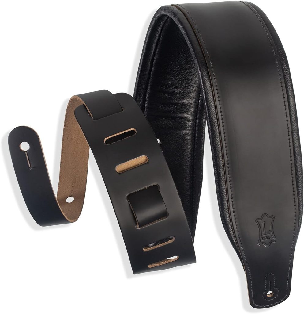Levys Leathers 3 Wide Leather Guitar Strap with Foam Padding and Garment Leather Backing