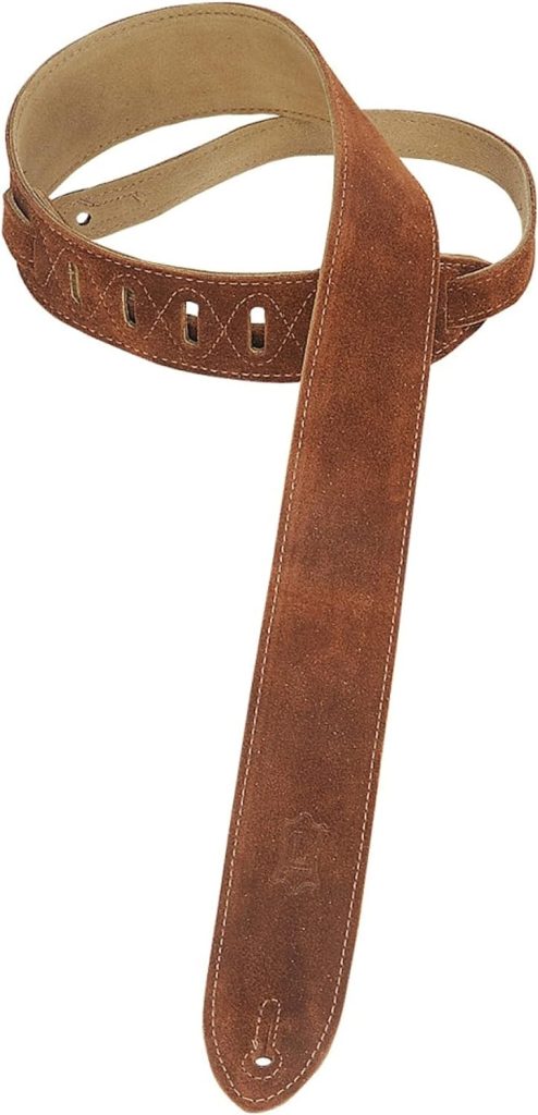 Levys Leathers MS12-BRN 2 Hand-Brushed Suede Guitar Strap, Brown