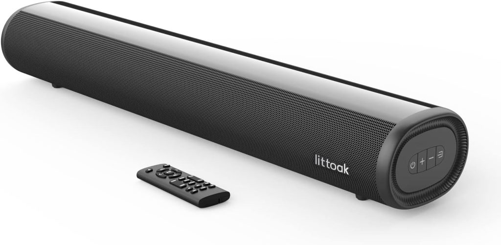 littoak Small Sound Bar for TV, Soundbar with Bluetooth 5.0/HDMI/Optical/USB/AUX/Coax Connection, 50 Watt 16 Inch Soundbars for Home Theater, Wall Mountable (SE04) : Electronics