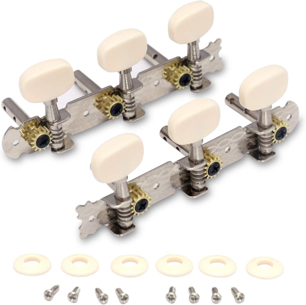 Metallor 3 on a Plank Guitar Tuning Pegs Chrome Plated Machine Heads Tuning Keys Tuners Single Hole for Classical Guitar 3L 3R. (G326)