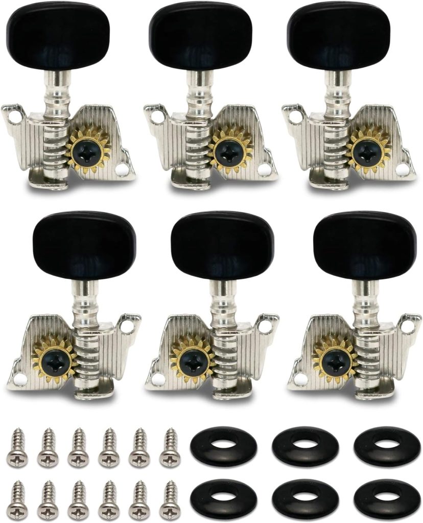 Metallor Guitar Machine Heads Tuning Pegs Tuners for Classical Guitar Individual Single Hole Chrome 3L 3R.