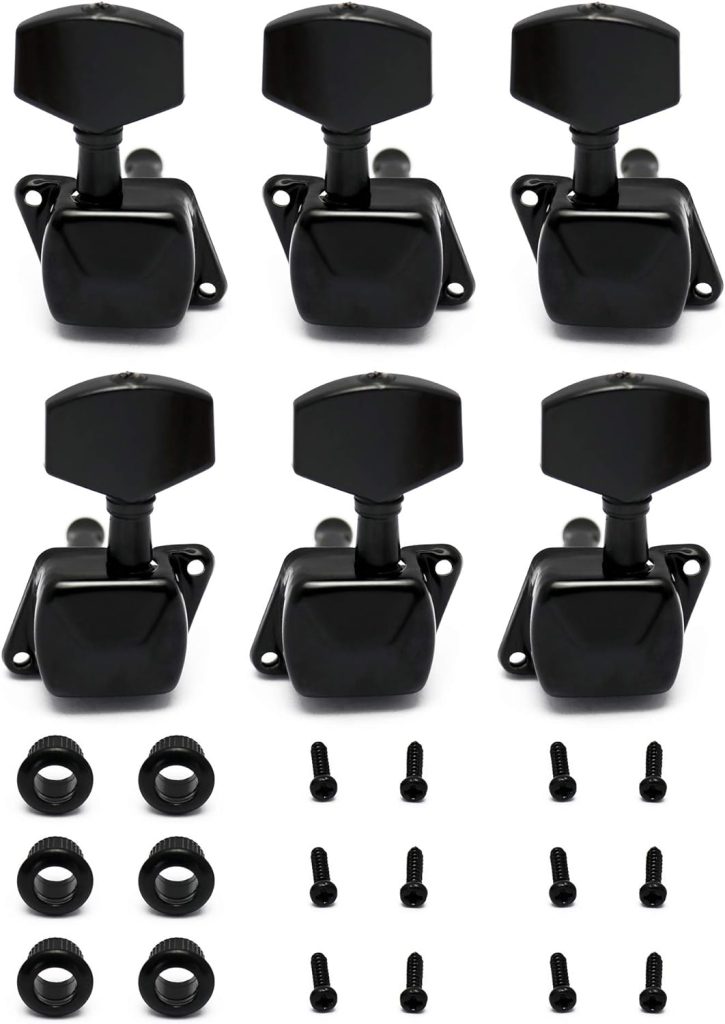 Metallor Semiclosed String Tuning Pegs Machine Heads Tuners 3L 3R Electric Acoustic Guitar parts Replacement Set of 6Pcs Chrome. (3L+3R)