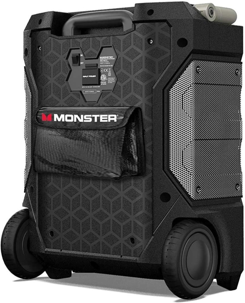 Monster Rockin Roller 270 Portable Indoor/Outdoor Wireless Speaker, 200 Watts, Up to 100 Hours Playtime, IPX4 Water Resistant, Qi Charger, Connect to Another TWS Speaker (Slate)