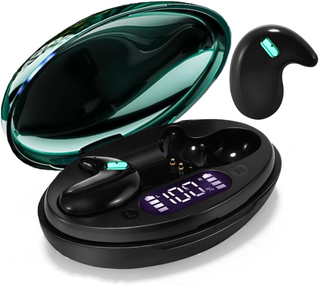 Mudtun Sleep Earbuds for Sleeping Invisible Earbuds Wireless Bluetooth Earphone IPX5 Waterproof Smallest Tiny Earbuds Hidden Headphones Small Ears Sleep Buds with Charging Case （Green）