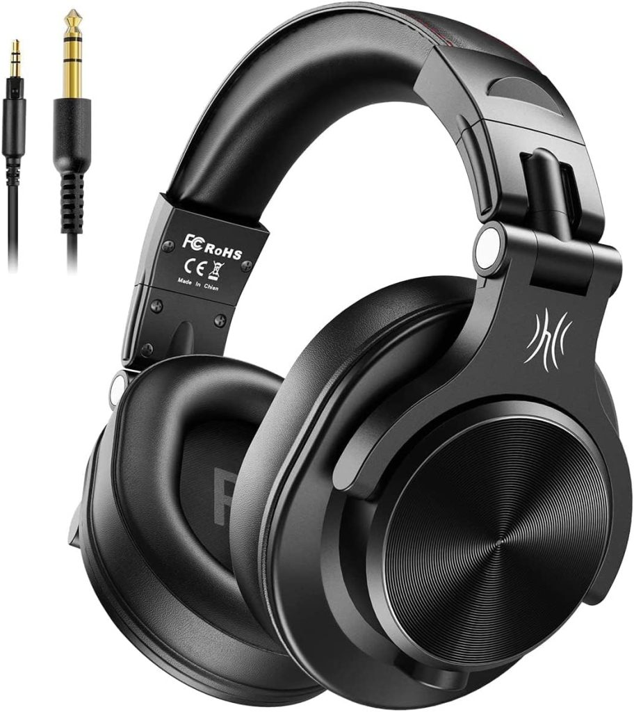 OneOdio A71 Hi-Res Studio Recording Headphones - Wired Over Ear Headphones with SharePort, Professional Monitoring  Mixing Foldable Headphones with Stereo Sound (Black)