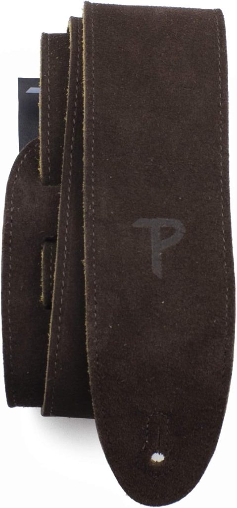 Perris Leathers, Suede Guitar Strap, Brown, Anti-Slip, Classic, Suitable for Each Level, Standard Size, 56 Inch Compatible with All Button Lock Systems