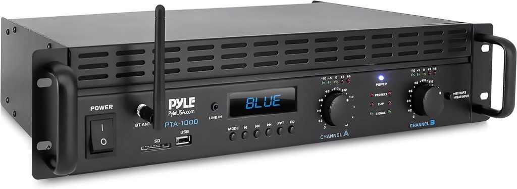 PyleUsa 2-Channel Bluetooth Power Amplifier - 2000W Bridgeable Rack Mount Pro Audio Sound Wireless Home Stereo Receiver w/TRS XLR Input,LCD, Bridge Mode, Cooling Fan - Entertainment Speaker System : Electronics