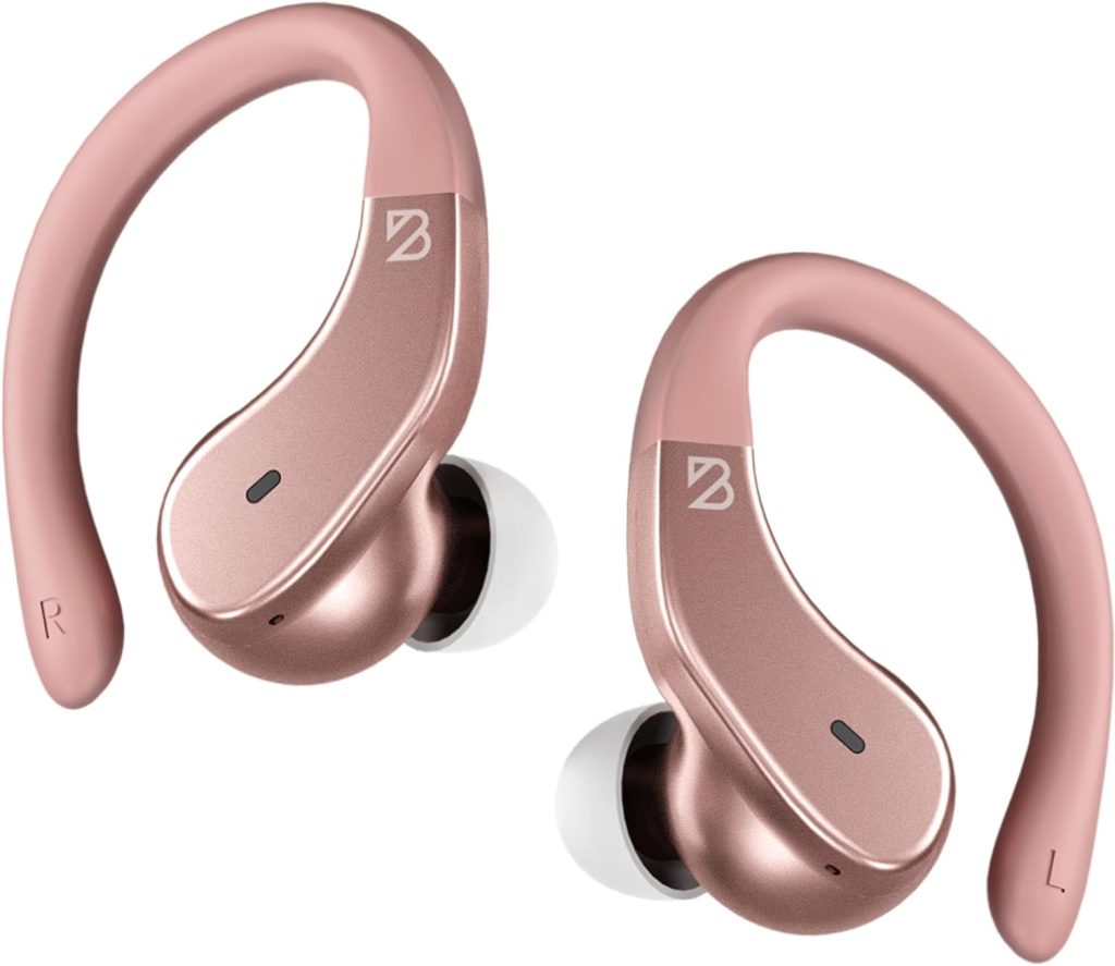 Runner 40- Wireless Earbuds for Small Ears Women. Running Bluetooth Earbuds Pink Wireless Earbuds for Small Ear Canals with EarHooks, Over the Ear Earbuds Wrap Around Ear Buds for Small Ears Women