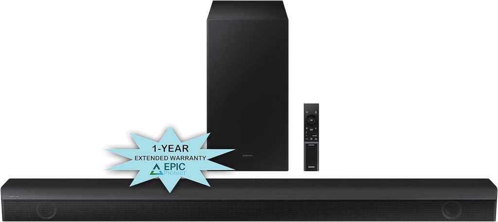 SAMSUNG HW-Q60B 3.1ch Soundbar and Subwoofer with DTX Virtual:X with an Additional 1 Year Coverage by Epic Protect (2022)