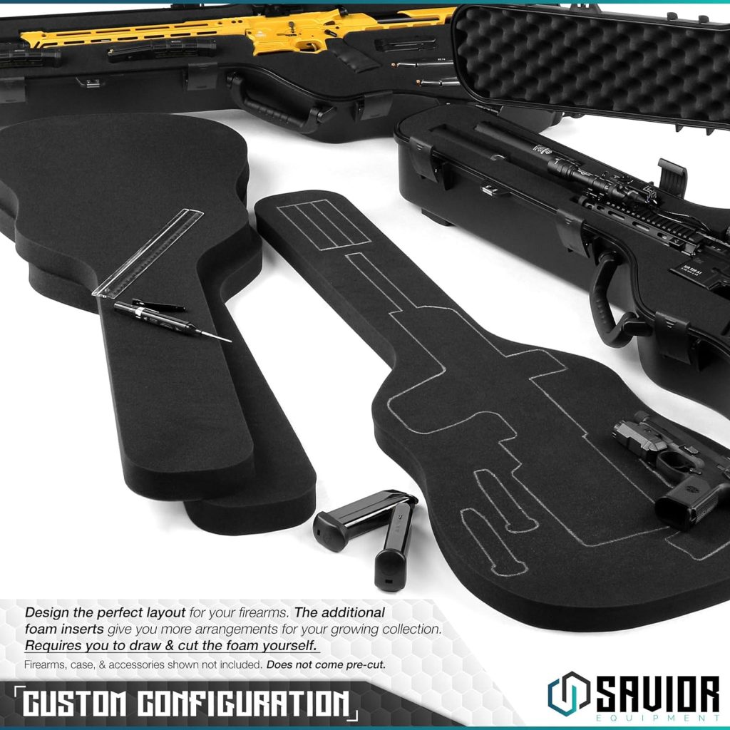 Savior Equipment Custom Foam Replacement For Tactical Rifle Carbine Shotgun Pistol Gun Carrier Ultimate Guitar Case, 3 Piece