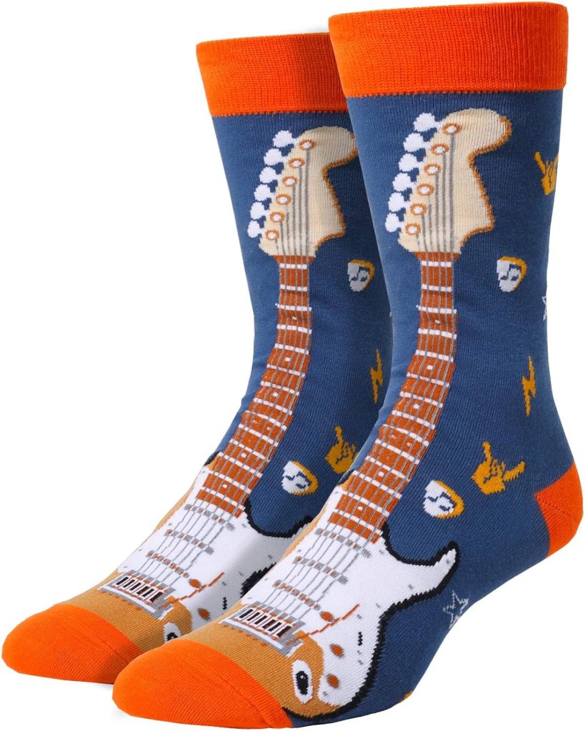 sockfun Funny Gifts for Men, Unique Guitar Drum Music Notes Socks, Gift for Music Lovers, Drummer Guitarist Gifts
