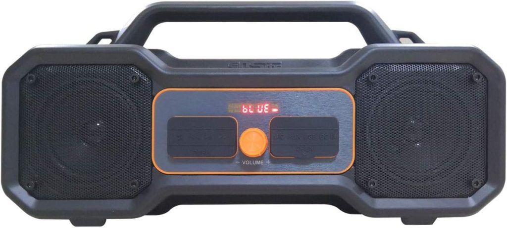 Sondpex GAM-I054 Waterproof Magnetic Boombox Bluetooth Speaker Durable for Jobsites, Portable, High Powered, Black