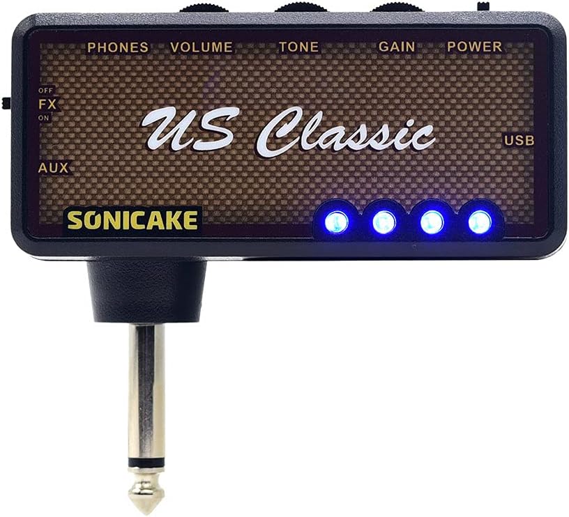 SONICAKE Guitar Headphone Amp Mini Guitar Headphone Amplifier US Classic Rechargeable Pocket Overdrive Reverb Effects