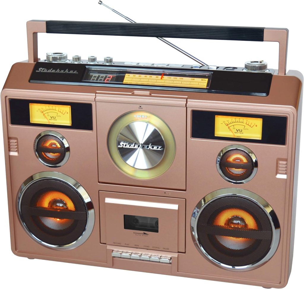 Riptunes Retro Boombox Cassette Player and Recorder, AM/FM/SW1/SW2 Band Radio  Radio with Blueooth 