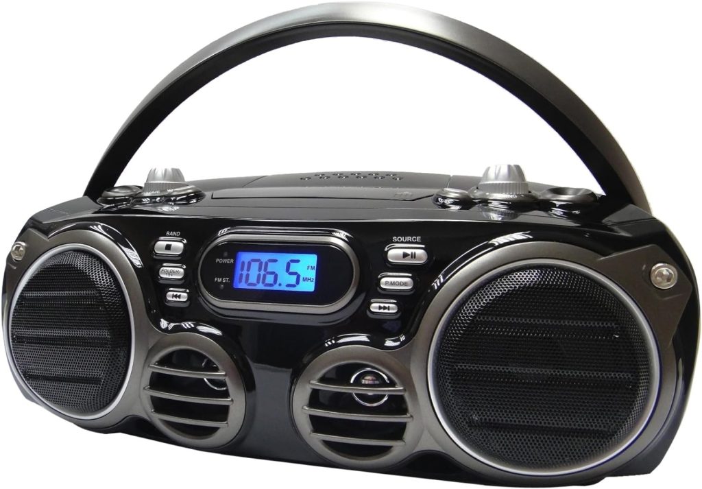 Sylvania Portable Bluetooth CD Radio BoomBox, Black