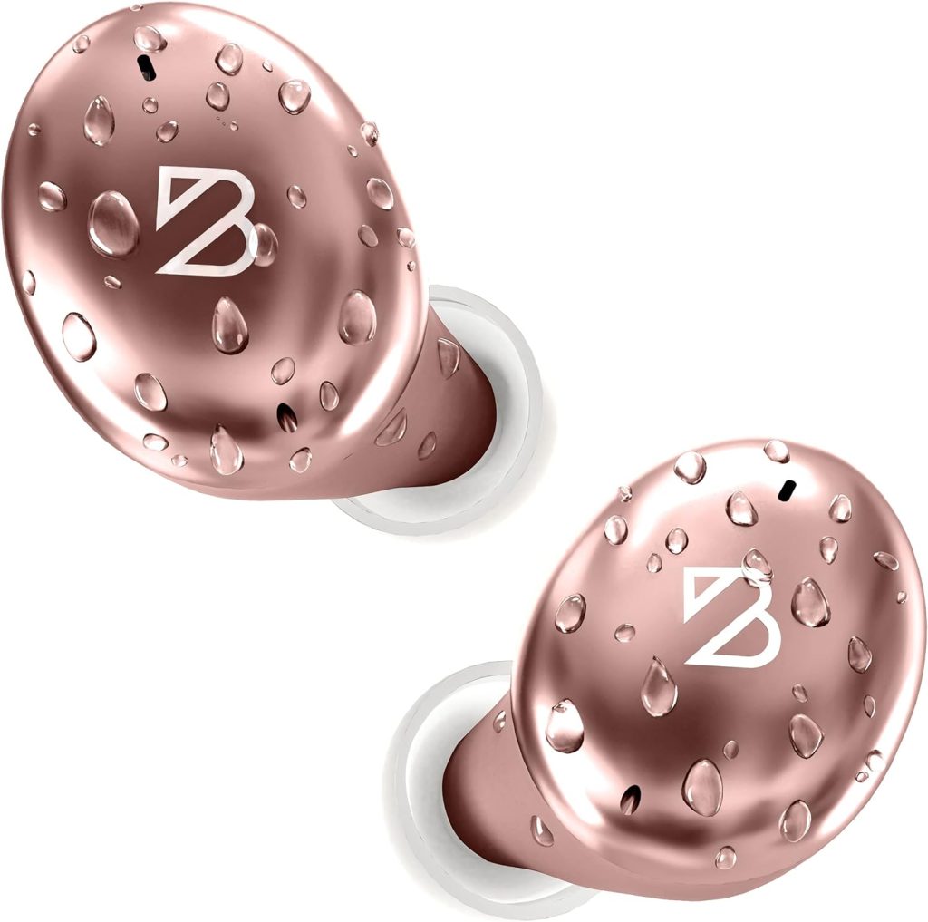 Tempo 30 Rose Gold Wireless Earbuds for Small Ears Women, Pink Bluetooth Earbuds for Small Ear Canals, Loud Bass Ear Buds Wireless Bluetooth Earbuds for iPhone, Android Earbuds