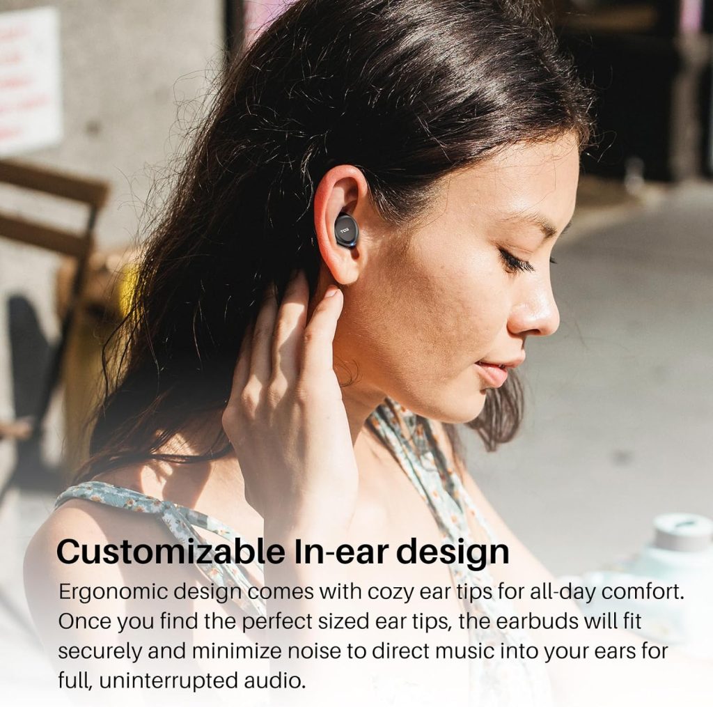 TOZO A3 Wireless Earbuds Bluetooth 5.3 Half in-Ear Lightweight Headphones  White