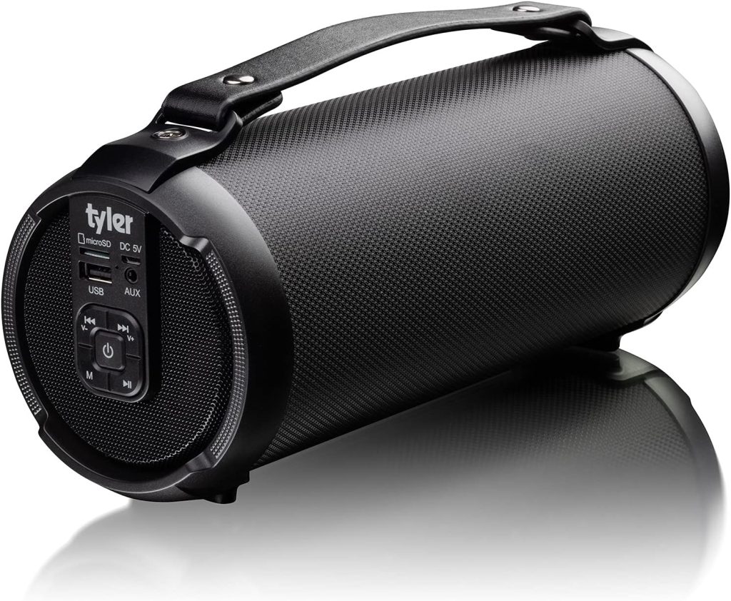Tyler Wireless Bluetooth Speaker Water Resistant Long Range 200 watt Rechargeable Boombox USB MP3 Micro SD AUX Inputs Fm Radio Sound  Bass Carry Strap Lightweight for Home Outdoor Stereo