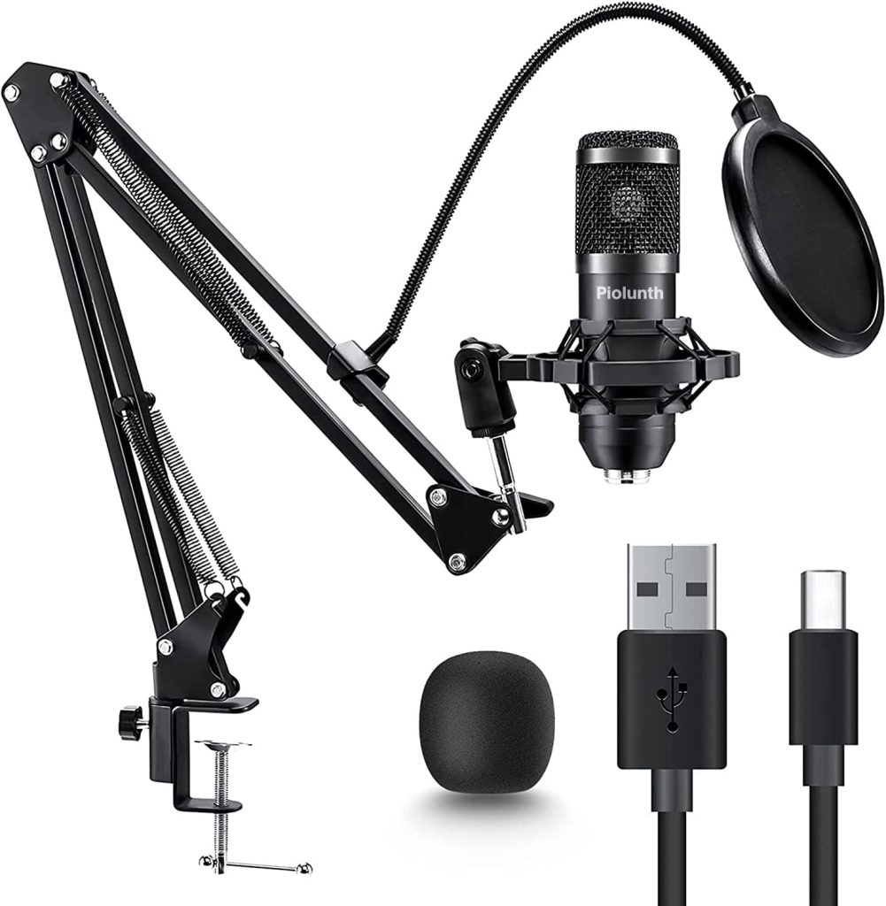 USB Microphone, Professional 192kHz/24Bit Plug  Play PC Computer Condenser Cardioid Mic Kit with Sound Advanced Chipset, for Streaming, Podcast, Studio Recording and Games