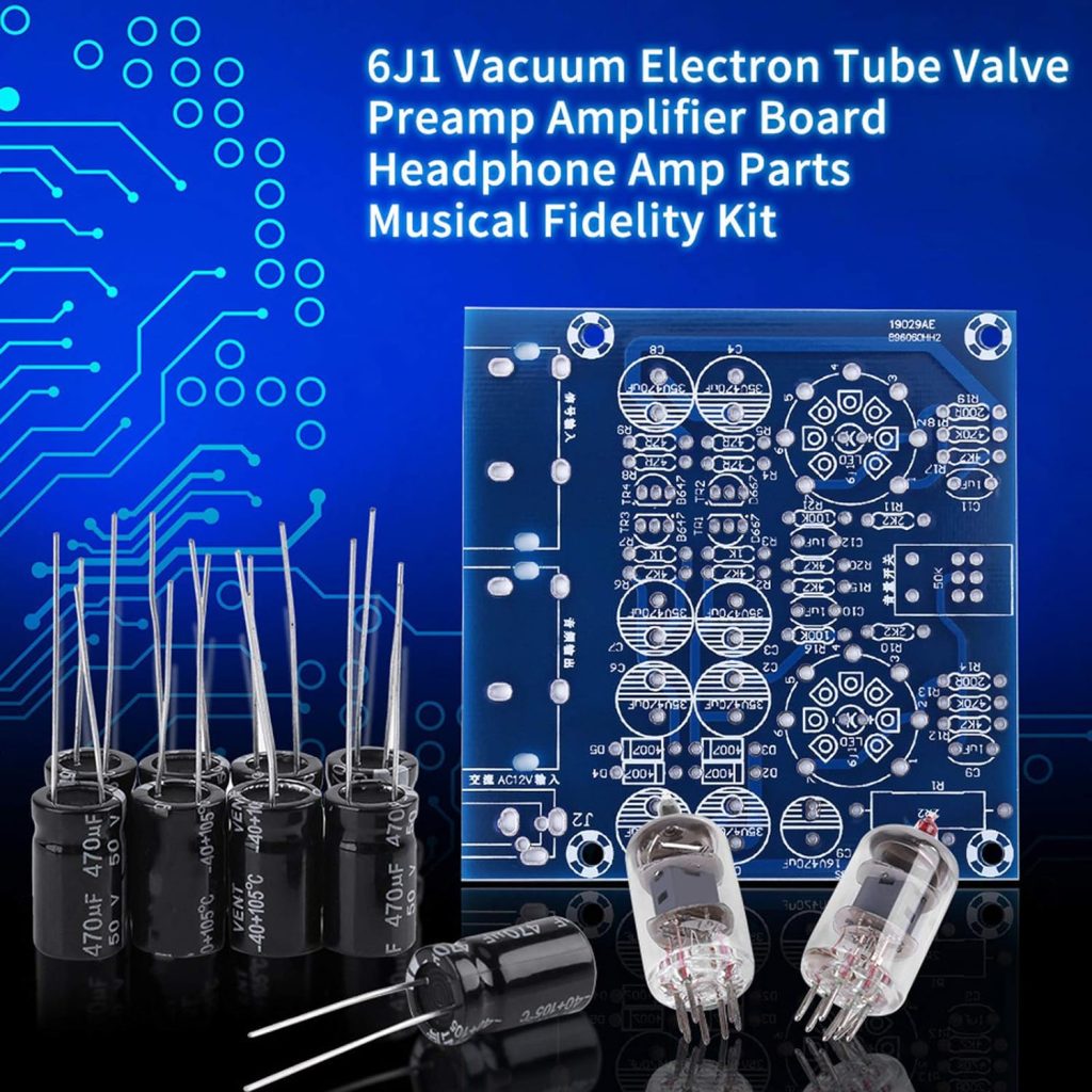 Vacuum Electron Tube Valve Preamp Amplifier Board Headphone Amp Parts Musical Fidelity Kit, 6J1 Audio Tube Headphone Amplifier, Compact Electronic DIY Kit DIY Parts (Static Bag)